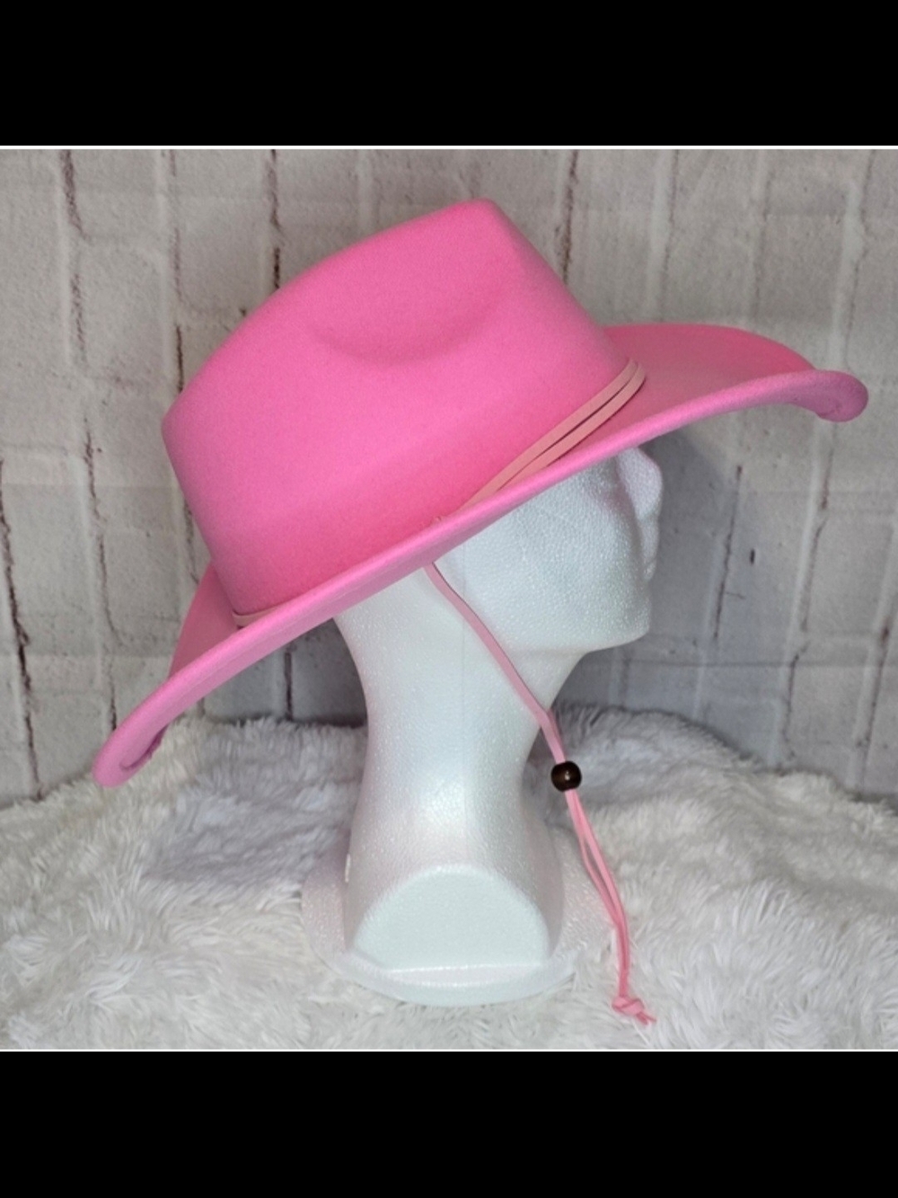 Hot Pink Western Cowboy Hat | Size 57 | Adjustable Chin Strap - Picture 3 of 7